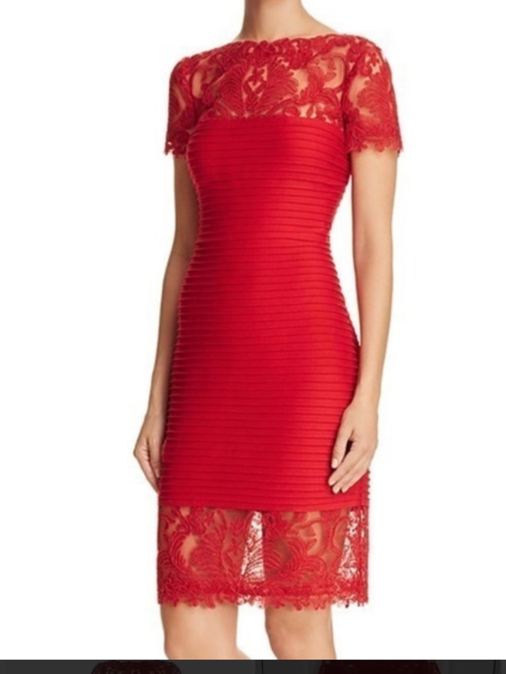 TADASHI SHOJI Red Floral Lace midi dress